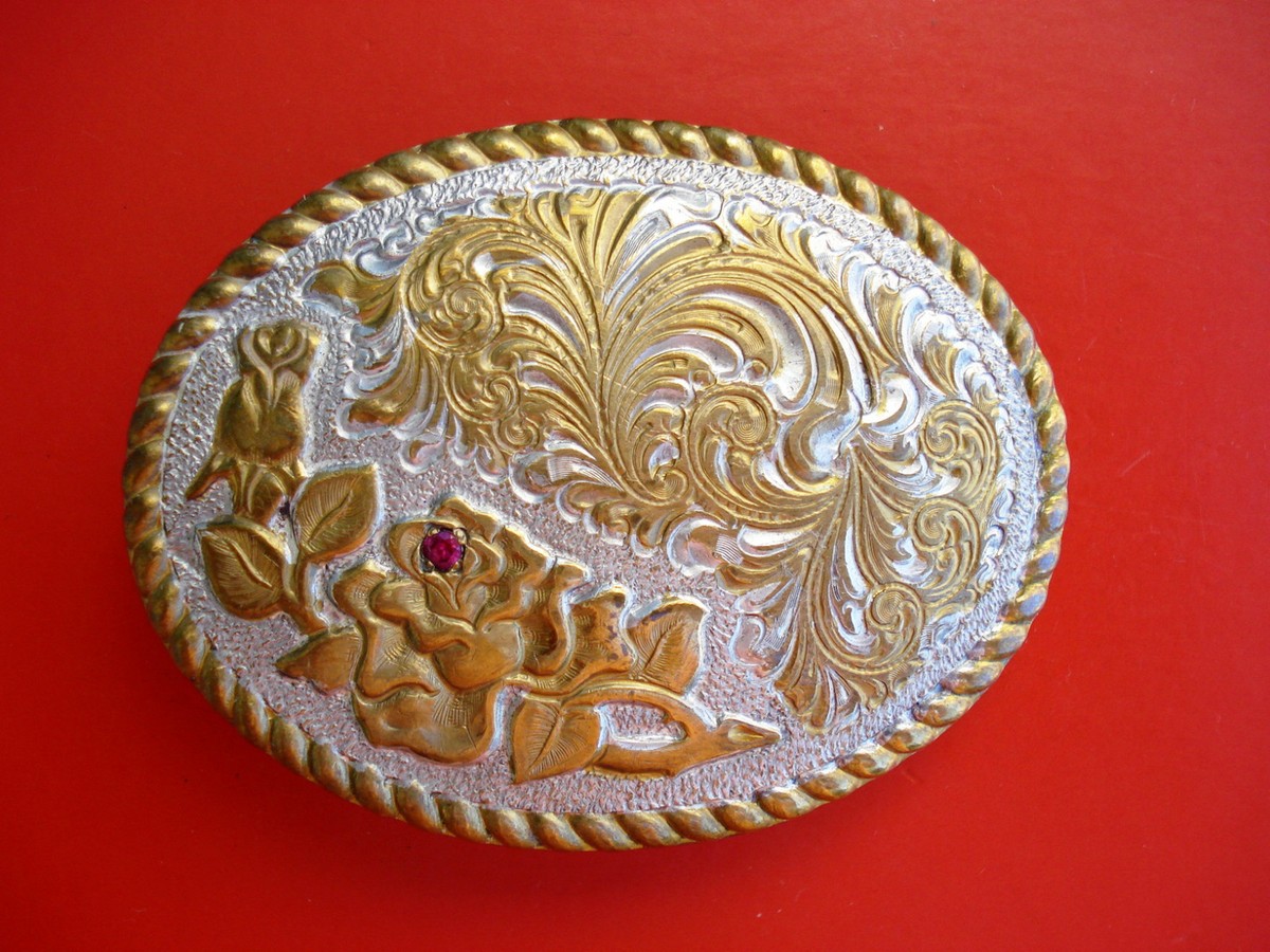 その他 Crummine 50 Years Anniversary Belt Buckl VTG Western Crumrine Heavy Silver Plate Jewelers' Bronze