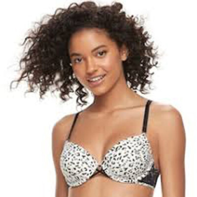 Candie's Animal Print Demi Push-Up Bra ZZ83B032R 34D $28 NWT