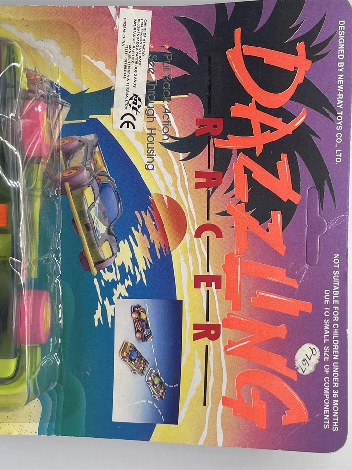 1990 New-Ray Toys Dazzling Racer #02342 Pull Back See Through Porsche Neon - Image 3 of 4