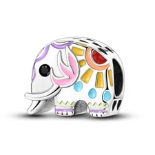 MULA European 925 Silver Plated Colorful Elephant Charm CZ For Women Bracelet