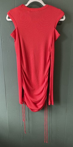 Abito donna Helmut Lang taglia XL NUOVO rosso a costine elasticizzato body con sexy club mini - Foto 5 di 14