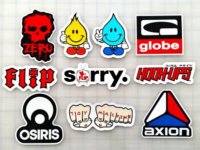Skate Vinyl Sticker Pack Set 3 Skateboarding 90's 00's Osiris Globe Skate Brands