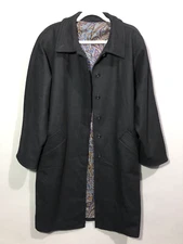 Marella Max Mara Button Front Wool Long Coat SZ 8 Navy Black Pockets Lined Italy