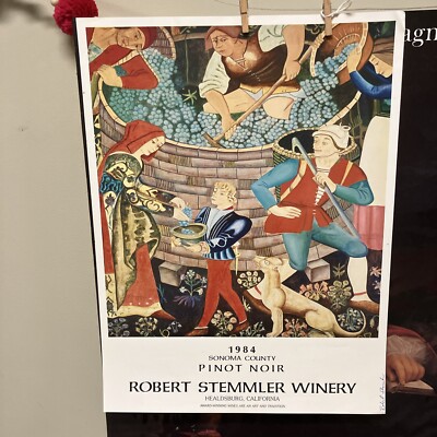 Vtg 1984 Signed Robert Stemmler Print Sonoma County Pinot Noir Winery 18x24 