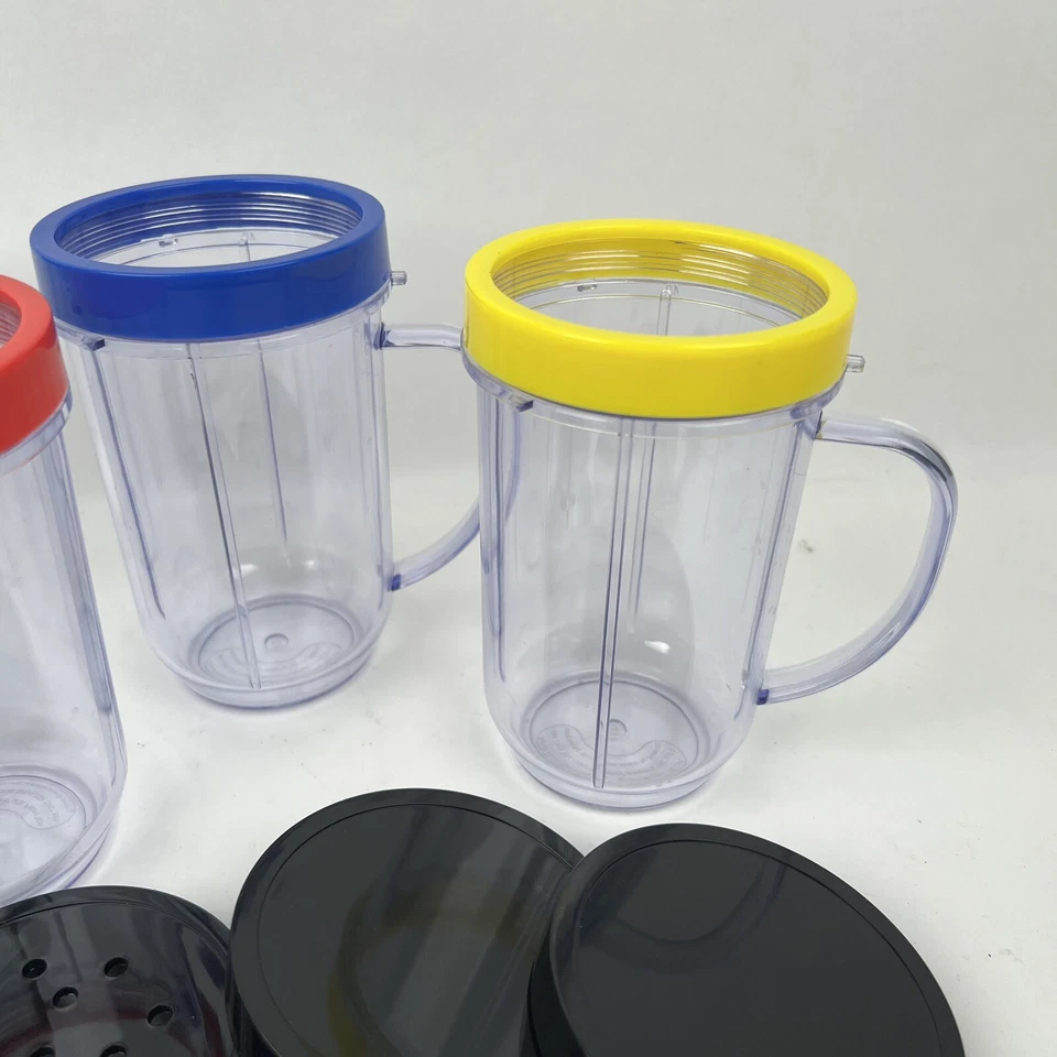 Magic Bullet Replacement Cups w/ Handles Color Rim Rings Tops Shaker 17 Pc Lot - Image 3 of 4