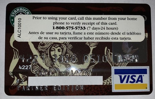 Starbucks 2003 Discontinued Duetto Partner Edition Old Logo Card W/Sticker Visa