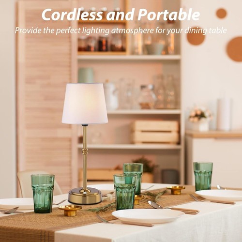 Cordless Table Lamp, 16" Fabric Shade Desk Lamp with 3-Level Brightness, 5200mAh - Picture 4 of 7