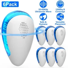 6x Ultrasonic Pest Repeller Pest Control Device Set Plug-in Electronic Repellent