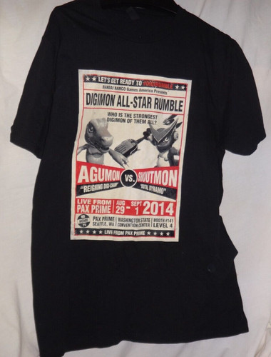 RARE 2014 Digimon All-Star Rumble #DigiRumble PAX Prime Promo T-Shirt XL