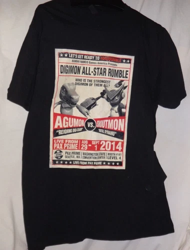 RARE 2014 Digimon All-Star Rumble #DigiRumble PAX Prime Promo T-Shirt XL