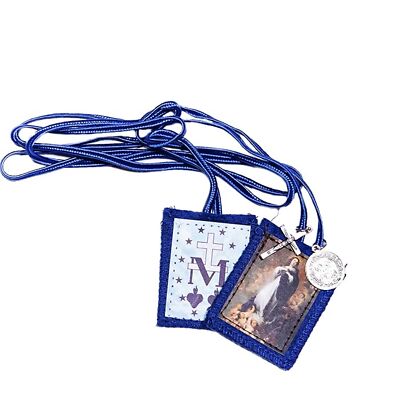 Blue Scapular of the Immaculate Conception w/ St Benedict Medal & Crucifix