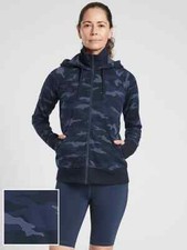 ATHLETA Triumph Printed Hoodie M Tall MT Navy Camo Sweatshirt NWT 511504