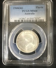 AUSTRALIA 1946 M  FLORIN  PCGS GRADED MS64 coin