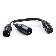 3-Pin XLR Female Jack to Dual 2 Male Plug Y Splitter Mic DJ Cable Adaptor 16 AWG
