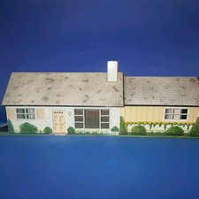 Vtg '50s Signed MCM Marx Toys Tin Litho Ranch 4 Room Dollhouse  Patio Area READ