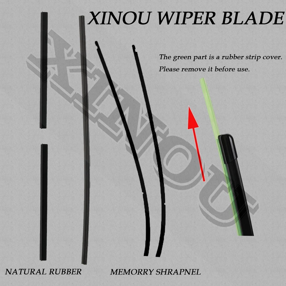 Juego de escobillas limpiaparabrisas delanteras + traseras XINOU para Infiniti FX35 2003-2010 calidad OEM Foto 4 de 4