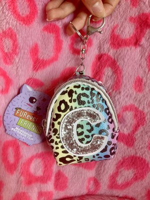 Furever Friends Monogram Mini Leopard Backpack Bag Sparkly Keychain Clip Rainbow