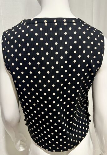 Valentino Miss V Sleeveless Black Off-white Polka Dot Sleeveless Vintage Top 44 - Picture 12 of 13