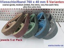 Nuovo!!! Nastro abrasivo in tessuto non tessuto levigatrice a nastro per tubi satinatrice, 760 x 40 mm, acciaio inossidabile