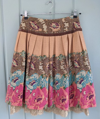 Tracy Reese Skirt Womens 4 A-line Wool Lace Floral Full Small S Layered Lined - Picture 2 of 7