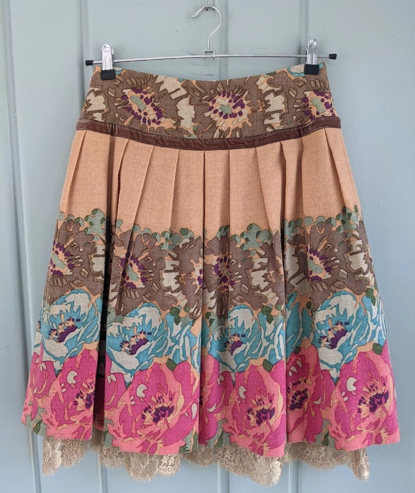 Falda Tracy Reese Mujer 4 Línea A Lana Encaje Floral Completa Pequeña S Forrada en Capas Foto 2 de 4