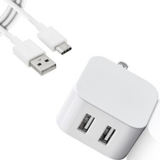 100 NEW Dual USB Power Adapter Type C Cable f Samsung Galaxy S21 FE 5G SM-G990U