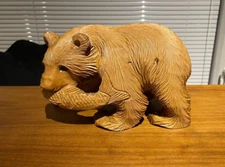 Vintage Antique Retro Wooden Carved Bear Folk Craft Hokkaido Japan