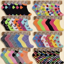 6-12 Pairs Women Girls Ankle Low Cut Socks Cotton Sports Casual Various Colors
