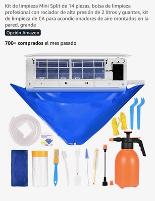 #ad Mini Split AC Cleaning Kit Cover Bag 2L High Pressure Sprayer Brushes Gloves $30.00