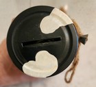 VTG Hand Painted Black and White Glass Jar Bank Moo La Cow Theme Bell — photo 5