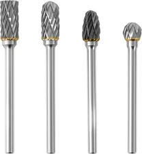 4Pcs Carbide Burr Set 1/8 Shank Head Dia 8Mm Die Grinder Bits Rotary Tools for M