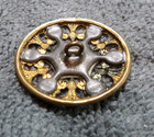 Vintage Antique Victorian Pierced Metal & Celluloid Button Fancy Design — photo 4