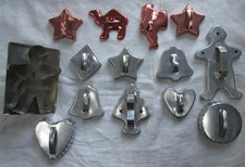 Vintage Metal Cookie Cutters with Handles - Lot of 14