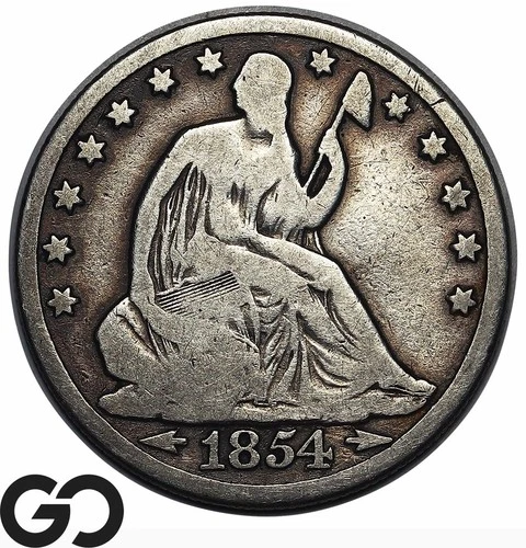 1854-O Seated Liberty Half Dollar, Arrows, New Orleans Issue
