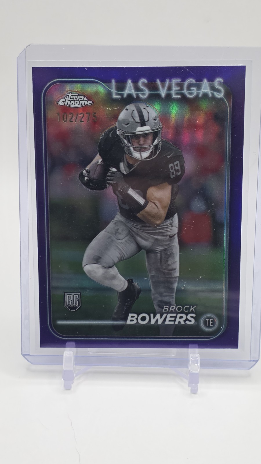 2024 Topps Chrome - Rookies Brock Bowers #207 Purple Refractor /275 (RC)