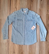 Levi's Mens Barstow Classic Western Denim Pearl Snap Button Casual Shirt Small