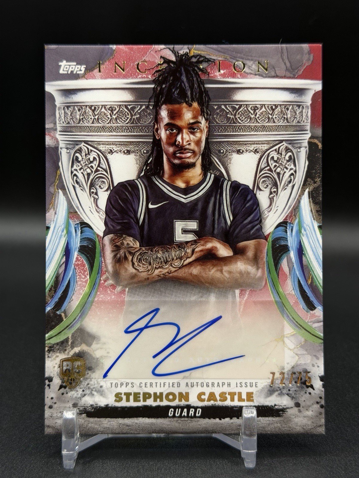 STEPHON CASTLE 2024-25 TOPPS INCEPTION GRAIL CHASING RED ROOKIE AUTO /75