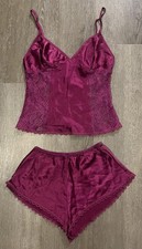 Vintage Victoria  s Secret Silk Lace Cami Camisole Shorts Lingerie Set, Sz XS