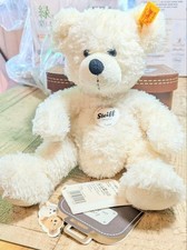 Steiff Lotte White Teddy Bear 111464 28cm w/ Suitcase Tags Washable Plush