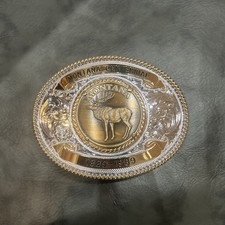 1889 -1989 Montana Centennial Silver Plate Belt Buckle 21/5000