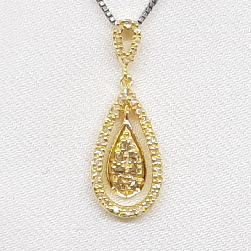 Genuine .30ctw Diamond 14K Yellow Gold 925 Silver Pendant