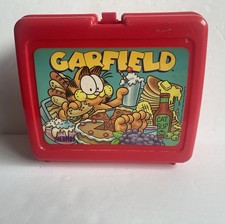 Garfield 1978 Lunchbox Red Plastic Made In USA Vintage - No Thermos
