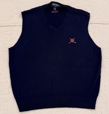 VTG Polo Ralph Lauren Golf Sweater Vest Men  s Large Blue V-Neck USA Made Penn