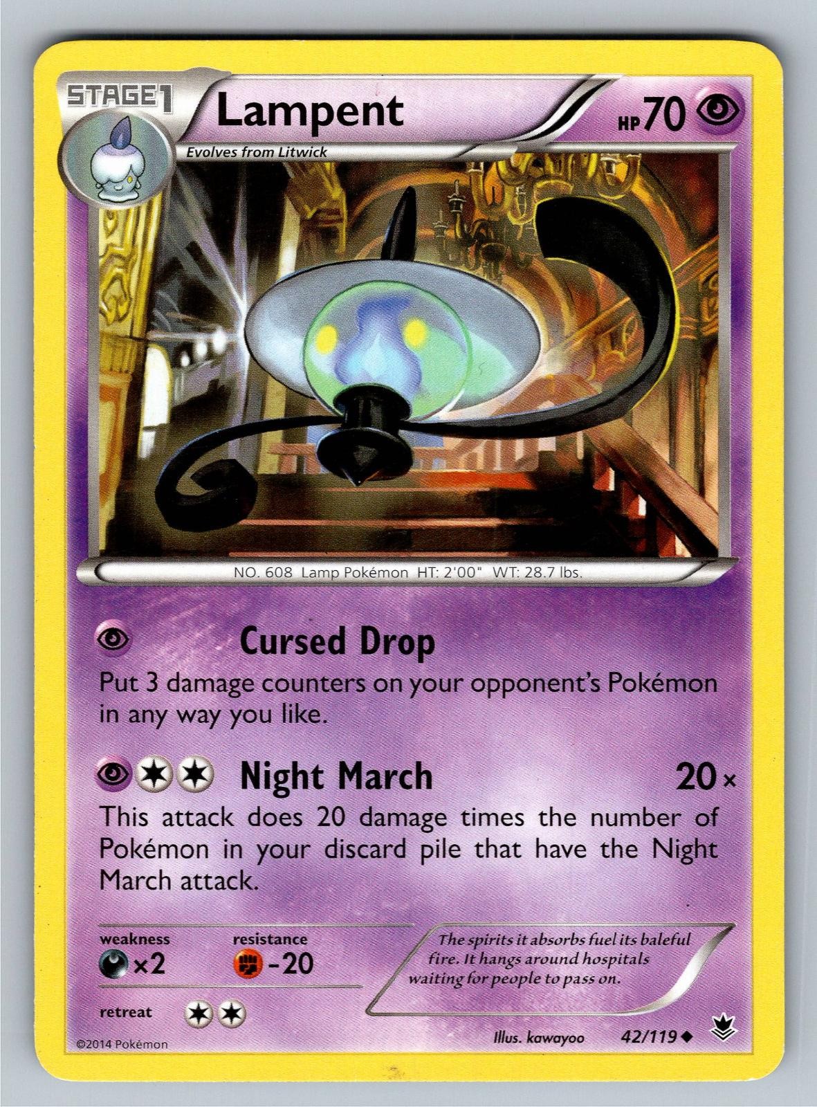 Lampent 42/119 Uncommon Phantom Forces Pokemon Lightly Played