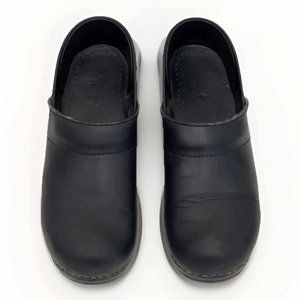 🔥 Zuecos profesionales de trabajo de cuero negro Dansko usados en excelente estado EU 38 US 7 Foto 3 de 4