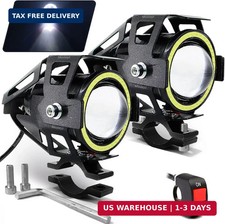 Motorcycle LED Fog Lights U7 Spotlight Daytime Running Lights with White Angel E