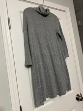 American Eagle Womens Sweater Dress M Grey Gray Knit Turtleneck 3/4 Sleeve Boho