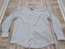 Brooks Brothers Shirt Mens Large Green Blue Check Regent Button Down Cotton 1818
