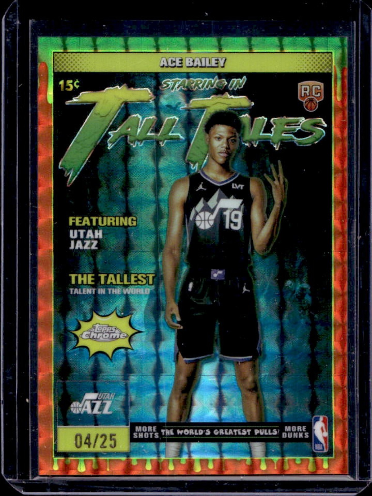 2025-26 Topps Chrome Ace Bailey Tall Tales RC Geometric Orange Refractor #4/25