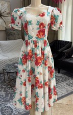 Vtg Laura Ashley Romantic Rose Colorful Floral Dress Sz 8 Cottage Core Feminine